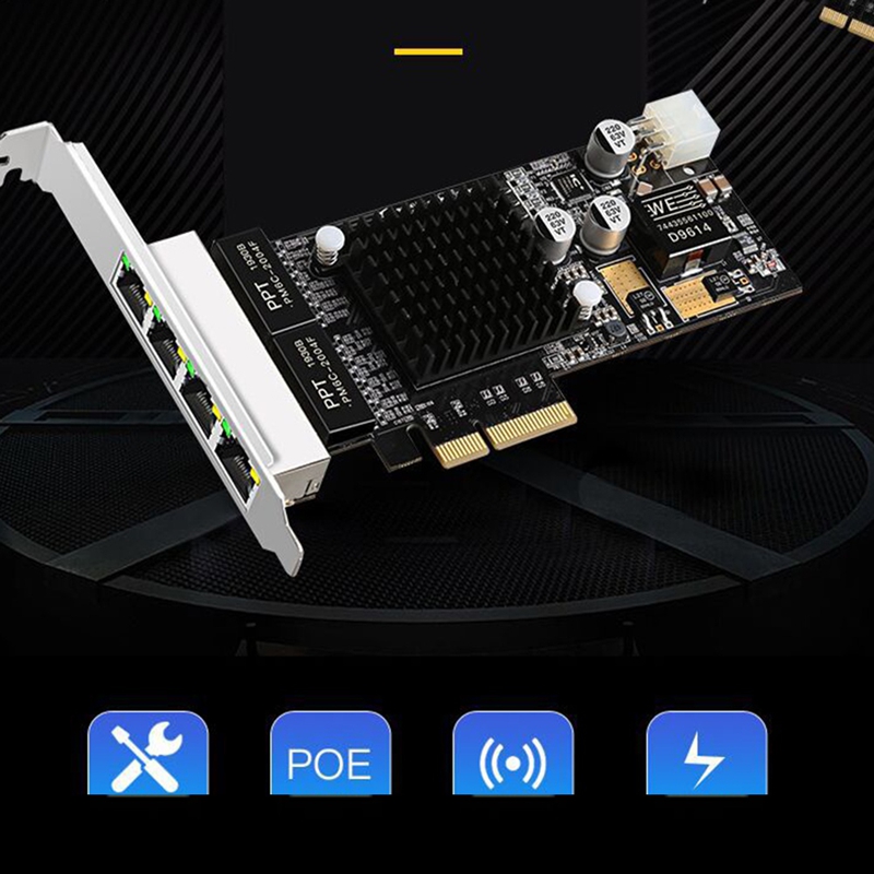 4 포트 PCIE POE 네트워크 카드 10/100/1 - Gigabit Network Card 리뷰 및 가격